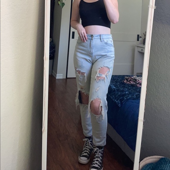 wild fable | Jeans | Wild Fable Ripped Light Wash Mom Jeans | Poshmark